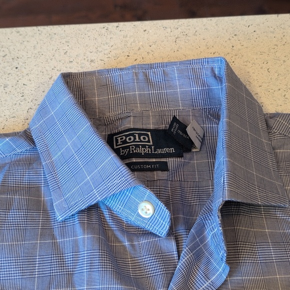 Polo Ralph Lauren Men's Light Blue Grid Dress Shirt - Picture 8 of 9